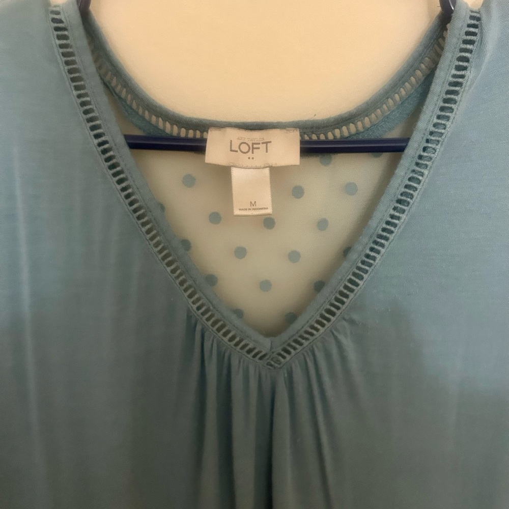 LOFT Blue V Neck - Picture 2 of 4
